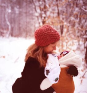 mom with a baby outside