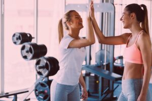 Women working out together