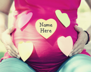 Pregnancy belly with name stickers